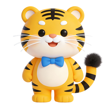 矢量图:萌萌哒Q弹的老虎C4D效果图