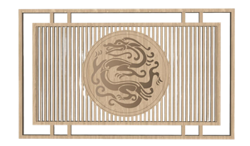 [装饰]中式龙纹背景墙装饰板 SU下载