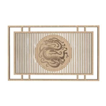 中式龙纹背景墙装饰板装饰SU模型 SU模型下载