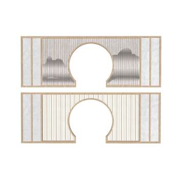 新中式室内月洞门装饰SU模型 SU模型下载