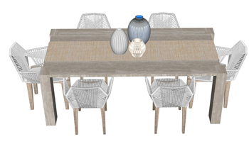 [桌子]餐桌椅和花瓶 草图大师素材库 SketchUp模型截图 3D设计素材预览