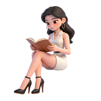 矢量图:女孩坐姿看书人物C4D素材