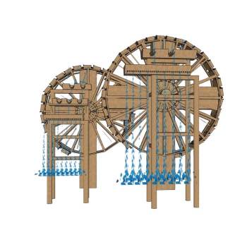 乡村水轮车景观SU模型 SU模型下载