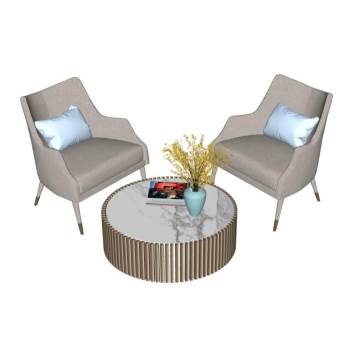 单椅茶几花瓶沙发SU模型 SU模型下载