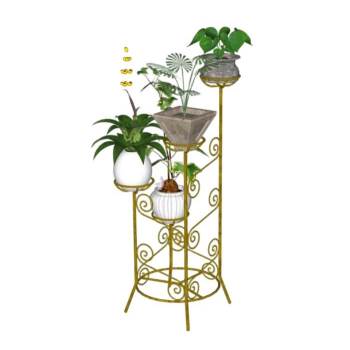 室内花架花盆装饰SU模型 SU模型下载