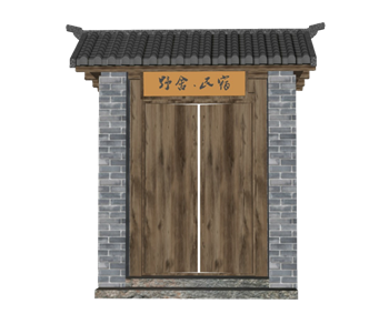 [门窗]中式民宿庭院入口大门 su模型素材库