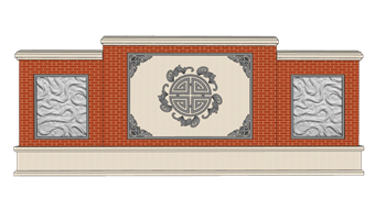[建筑]中式元素浮雕景墙 草图大师模型库