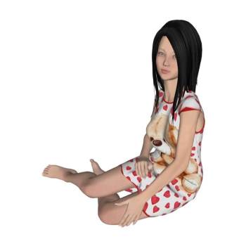 侧身坐姿女孩人物SU模型 SU模型下载