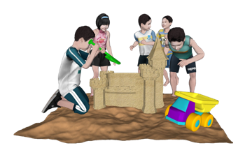 [人物]儿童小孩沙滩城堡 SU模型库免费