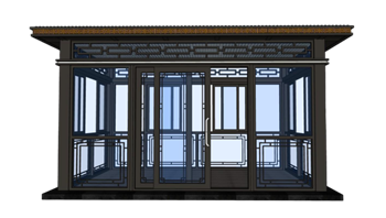 [建筑]中式玻璃阳光房 SU模型库