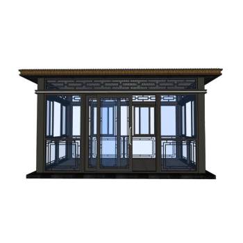 中式玻璃阳光房建筑SU模型 SU模型下载
