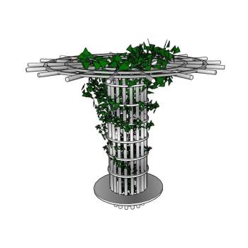 铁艺花架座椅景观SU模型 SU模型下载