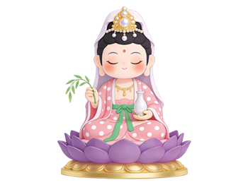 矢量图:可爱的卡通观音菩萨C4D人物坐莲