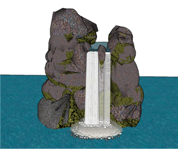 [景观]假山流水瀑布 草图大师SU模型