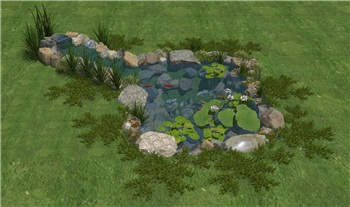 [景观]自然风石潭生态鱼池水池 SU模型库