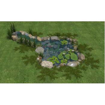 自然风石潭生态鱼池水池景观SU模型 SU模型下载