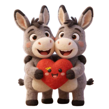 矢量图:情侣毛驴c4d爱心素材