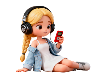 矢量图:卡通听歌女孩c4d人物素材