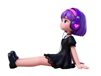 矢量图:休闲听歌女孩c4d人物