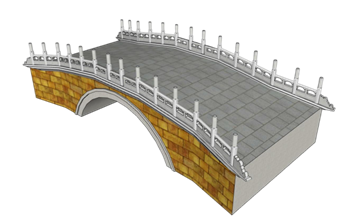 [建筑]中式拱桥单孔石桥小桥 草图大师 SketchUp模型截图 3D设计素材预览