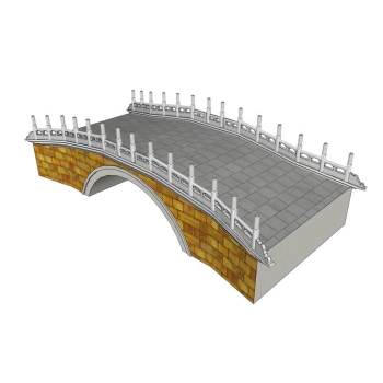 中式拱桥单孔石桥小桥建筑SU模型 SU模型下载