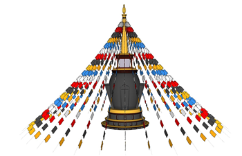 [建筑]藏式风格经幡塔彩旗 su模型素材免费