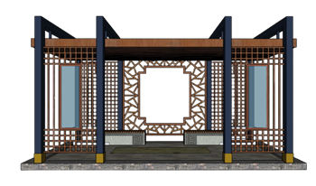 [景观]中式廊架凉亭 草图大师模型库 SketchUp模型截图 3D设计素材预览