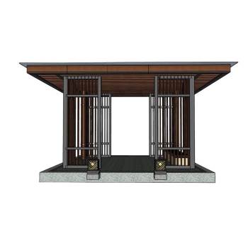 新中式亭子凉亭景观SU模型 SU模型下载