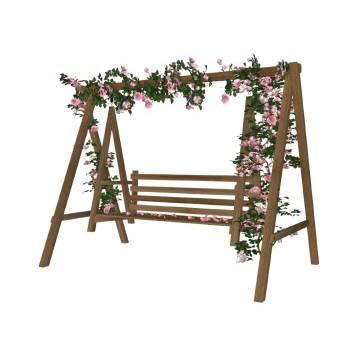 爬藤玫瑰秋千椅景观SU模型 SU模型下载