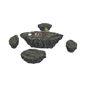 公园石桌石凳茶具景观SU模型 SU模型下载