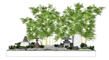 [景观]日式枯山水庭园花圃 su模型素材库
