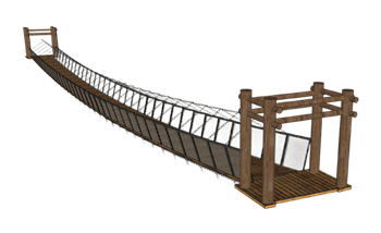 [景观]木吊桥铁索桥 sketchup模型下载