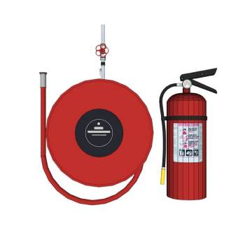 消防软管卷盘和灭火器 SU模型下载