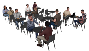 [人物]休闲洽谈喝咖啡坐姿人物 免费素材 SketchUp模型截图 3D设计素材预览