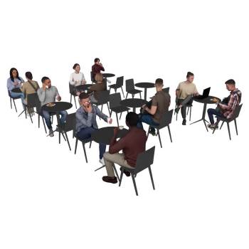 休闲洽谈喝咖啡坐姿人物人物SU模型 SU模型下载