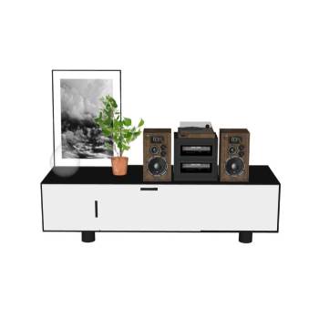 电视柜上的音响柜子SU模型 SU模型下载