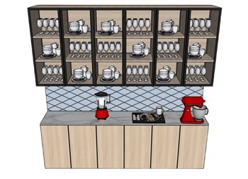 [柜子]杯子酒柜带咖啡机 草图大师模型素材