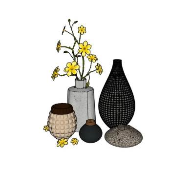 室内摆件花瓶装饰SU模型 SU模型下载