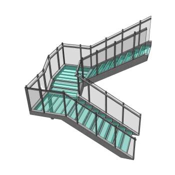 现代金属结构玻璃楼梯楼梯SU模型 - SU模型免费下载_sketchup模型
