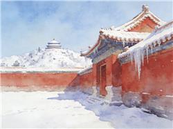 水彩画:没人能拒绝雪后的故宫