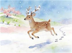 水彩画:踏雪飞腾 共赴春天