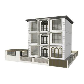 新中式三层自建房别墅建筑SU模型 SU模型下载