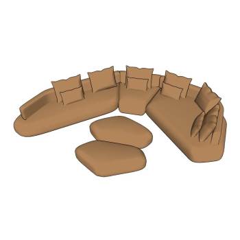 公共沙发沙发SU模型 SU模型下载