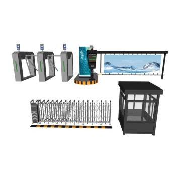 人行道闸+收费杆+减速带+车行道闸+保安亭交通SU模型 SU模型下载