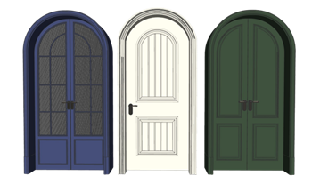 [门窗]法式门单开门和双开门 草图大师素材库 SketchUp模型截图 3D设计素材预览