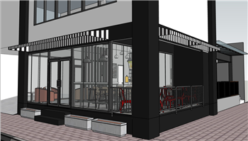 [商业]转角咖啡店餐饮店 SU模型免费库