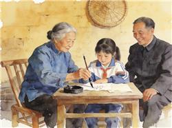 水彩画:好家风薪火相传