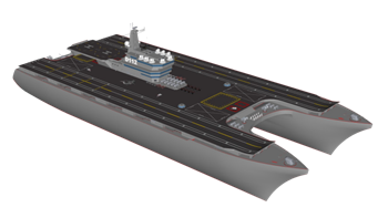 [交通]双体航母战舰带各种武器 免费SU模型