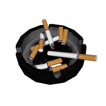 香烟和烟灰缸装饰SU模型 SU模型下载