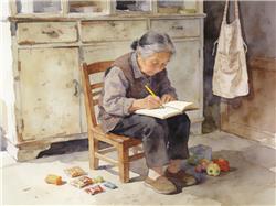 水彩画:你随口一句话 外婆记在了心里
